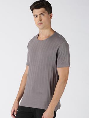 grey self design t-shirt - 17718965 - Standard Image - 2