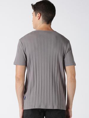 grey self design t-shirt - 17718965 - Standard Image - 3