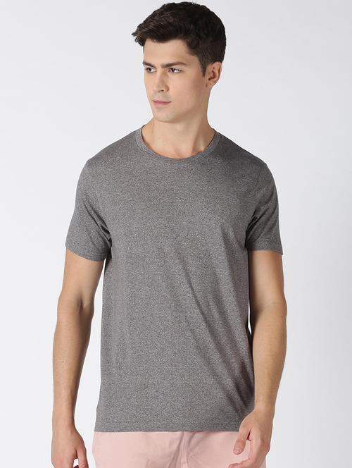 grey self design t-shirt - 17718967 - Standard Image - 1