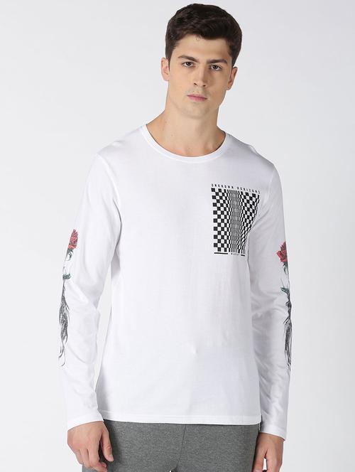 white cotton front print tshirt - 17718979 - Very Small Image - 1