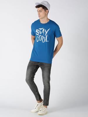 blue cotton front printed t-shirt - 17718993 - Standard Image - 4