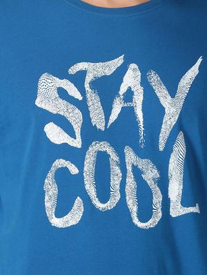 blue cotton front printed t-shirt - 17718993 - Standard Image - 5
