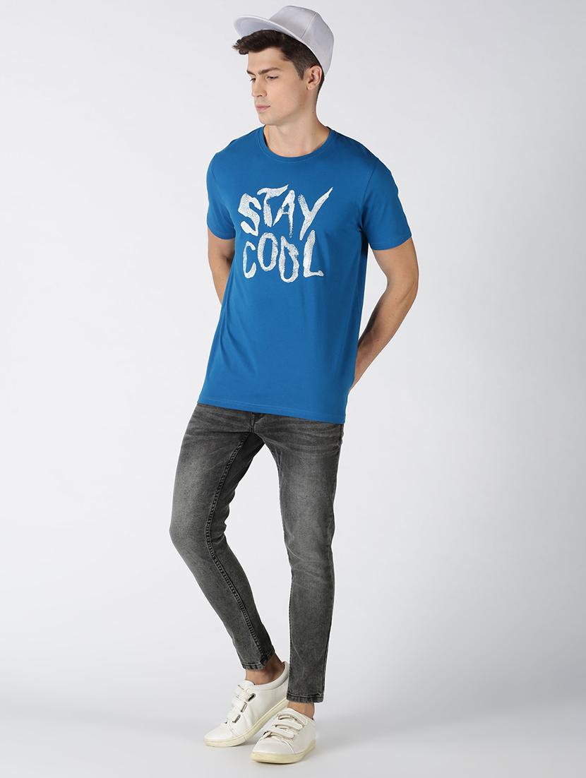 blue cotton front printed t-shirt - 17718993 - Zoom Image - 4