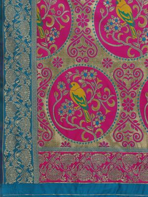 turquoise banarasi saree with blouse - 17719301 - Standard Image - 4