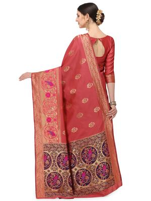 maroon banarasi saree with blouse - 17719302 - Standard Image - 2