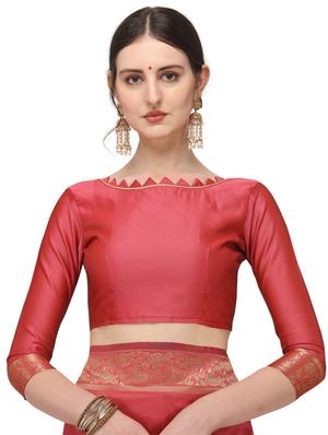 maroon banarasi saree with blouse - 17719302 - Standard Image - 3