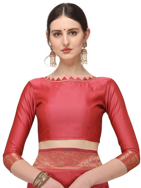 maroon banarasi saree with blouse - 17719302 - Zoom Image - 3