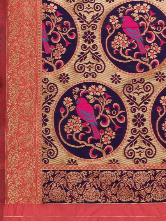 maroon banarasi saree with blouse - 17719302 - Zoom Image - 4