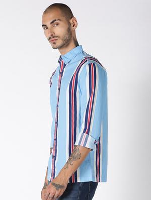 blue striped casual shirt - 17719393 - Standard Image - 2
