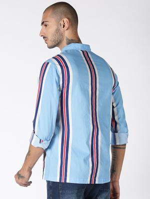 blue striped casual shirt - 17719393 - Standard Image - 3