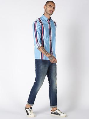 blue striped casual shirt - 17719393 - Standard Image - 4