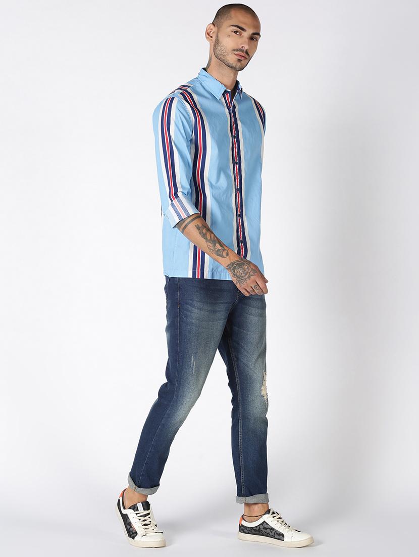blue striped casual shirt - 17719393 - Zoom Image - 4