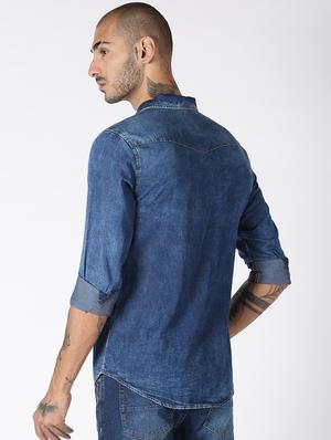 blue solid casual shirt - 17719399 - Standard Image - 3