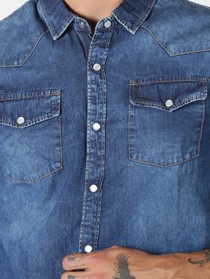 blue solid casual shirt - 17719399 - Standard Image - 5