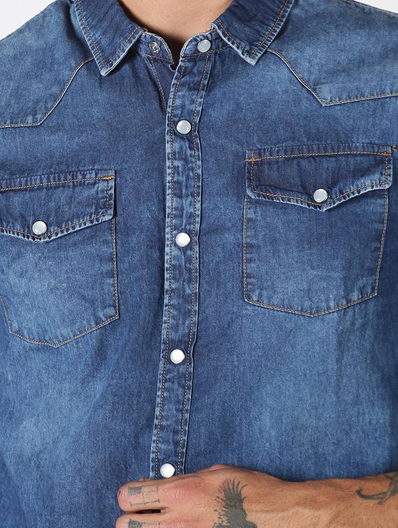 blue solid casual shirt - 17719399 - Zoom Image - 5