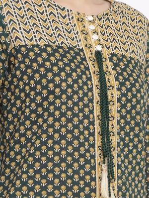 green cotton blend kurta palazzo set - 17727172 - Standard Image - 4