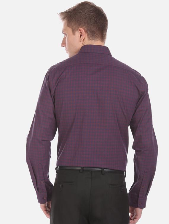 blue checkered formal shirt - 17727520 - Zoom Image - 3