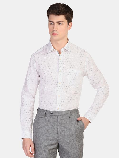 white printed formal shirt - 17727928 - Standard Image - 1