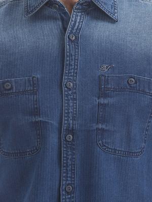 blue solid casual shirt - 17728162 - Standard Image - 5