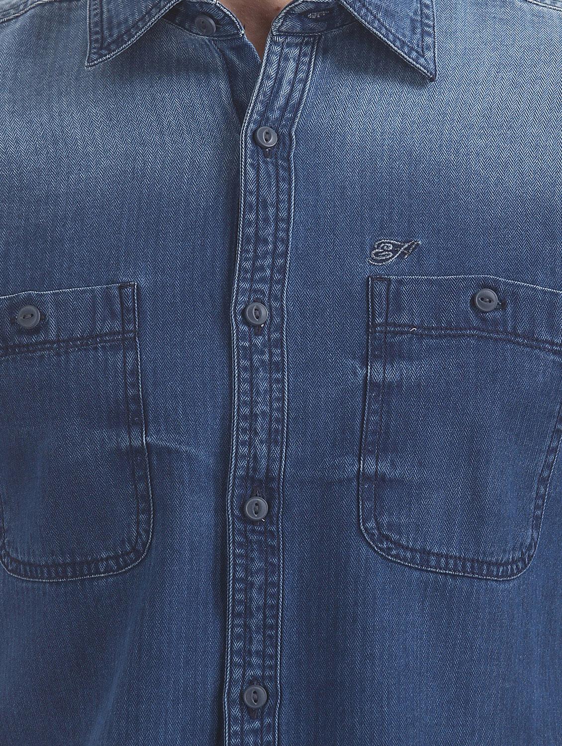 blue solid casual shirt - 17728162 - Zoom Image - 5