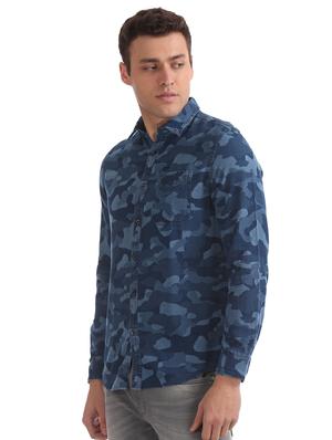 blue camouflage casual shirt - 17728163 - Standard Image - 2