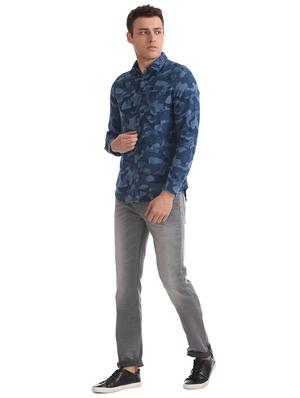 blue camouflage casual shirt - 17728163 - Standard Image - 4