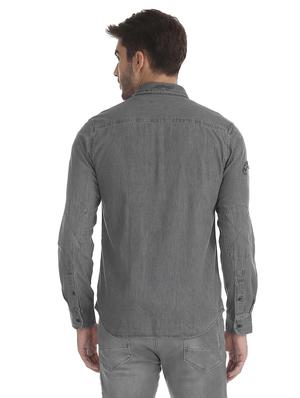 grey solid casual shirt - 17728281 - Standard Image - 3
