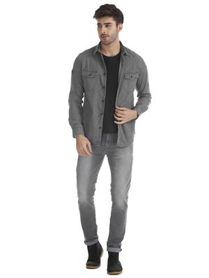 grey solid casual shirt - 17728281 - Standard Image - 4