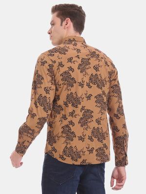 brown floral casual shirt - 17728282 - Standard Image - 3
