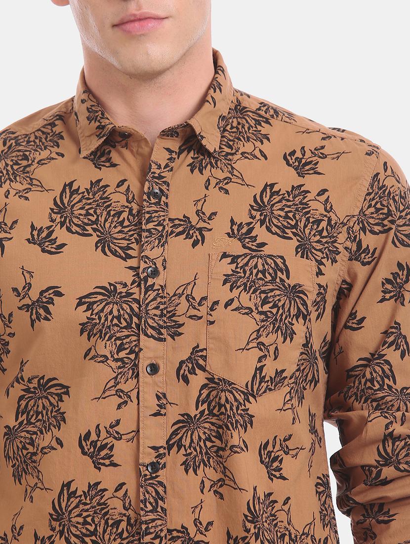 brown floral casual shirt - 17728282 - Zoom Image - 5