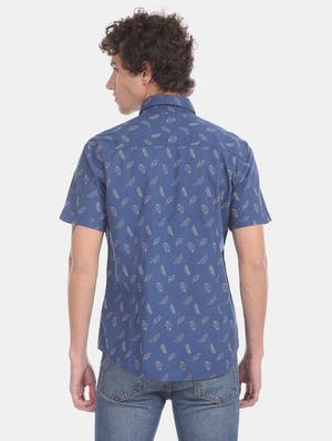 blue printed casual shirt - 17728287 - Standard Image - 3