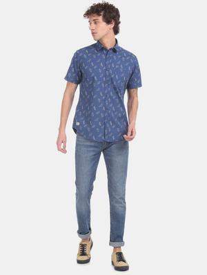 blue printed casual shirt - 17728287 - Standard Image - 4