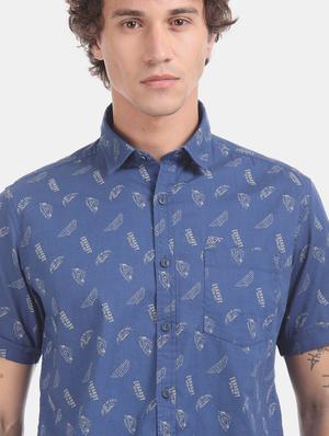 blue printed casual shirt - 17728287 - Standard Image - 5