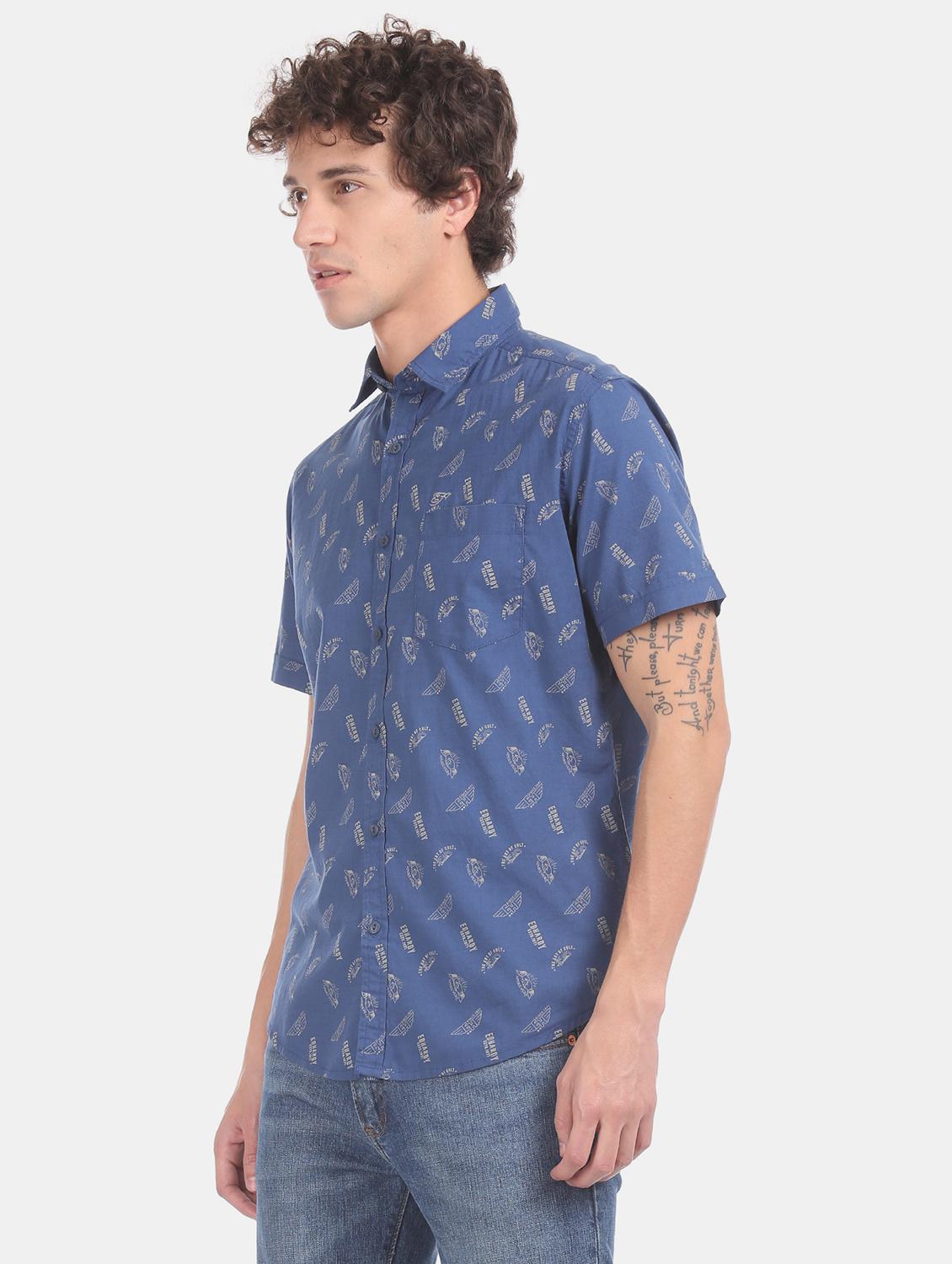 blue printed casual shirt - 17728287 - Zoom Image - 2