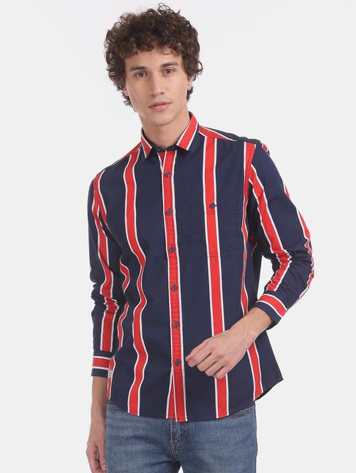 blue striped casual shirt - 17728289 - Standard Image - 1