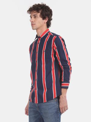 blue striped casual shirt - 17728289 - Standard Image - 2