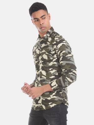 green camouflage casual shirt - 17728290 - Standard Image - 2