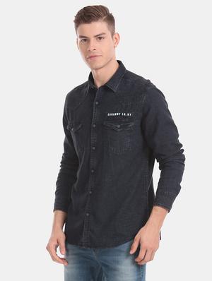 black solid casual shirt - 17728306 - Standard Image - 3