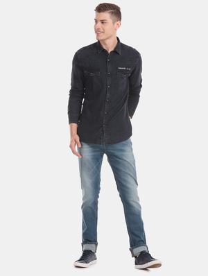 black solid casual shirt - 17728306 - Standard Image - 5