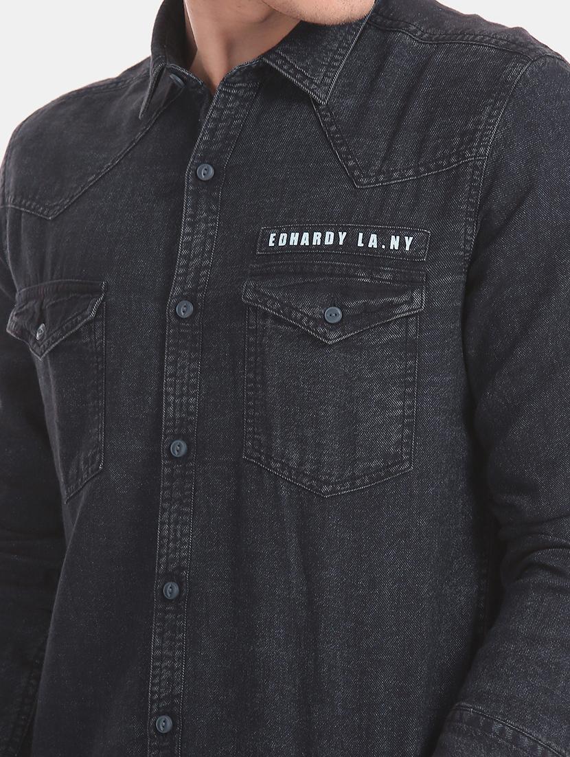 black solid casual shirt - 17728306 - Zoom Image - 6