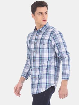 blue checkered casual shirt - 17728714 - Standard Image - 3