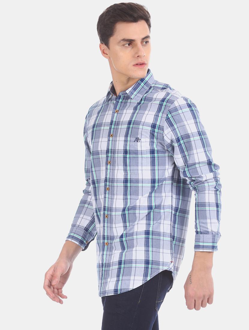 blue checkered casual shirt - 17728714 - Zoom Image - 3