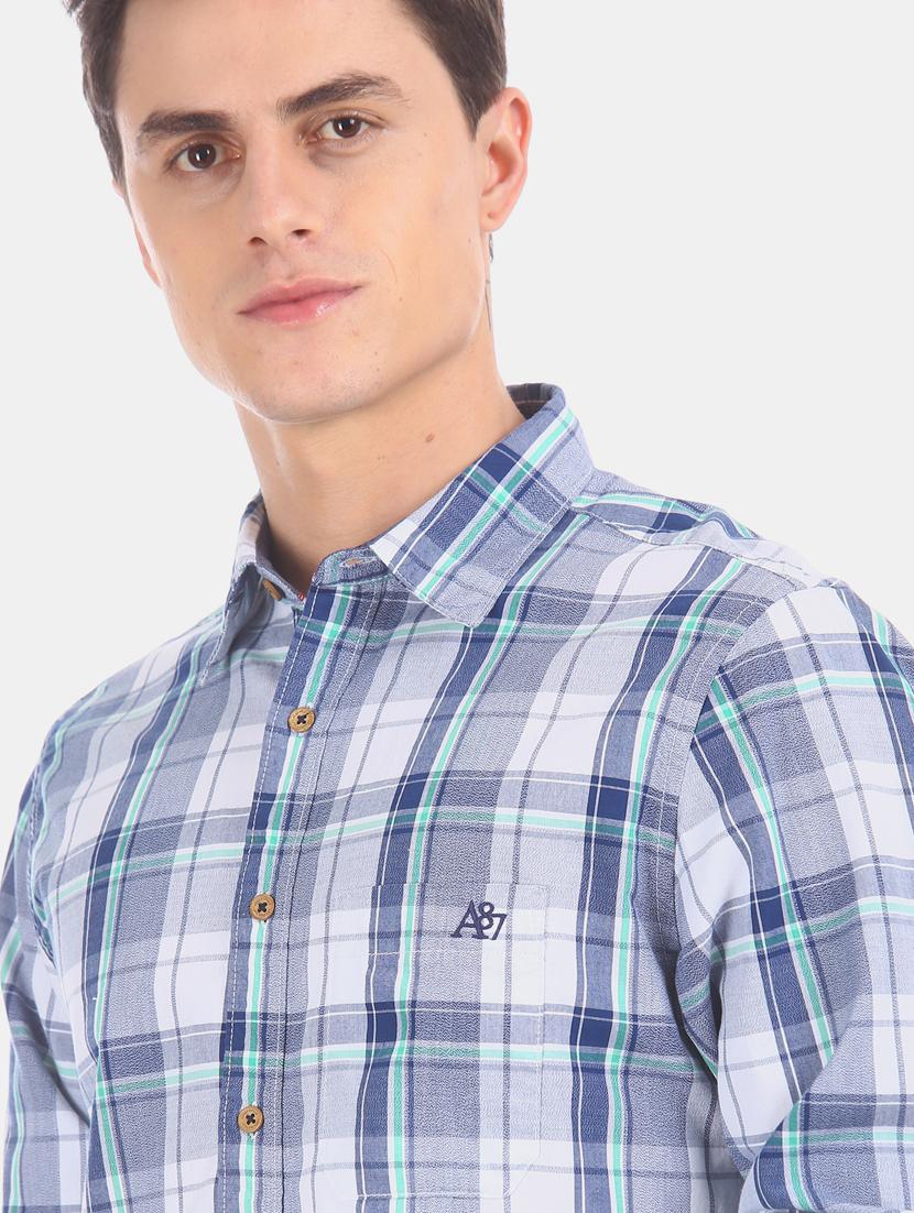 blue checkered casual shirt - 17728714 - Zoom Image - 6