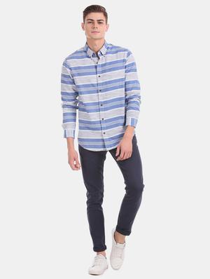 blue striped casual shirt - 17728732 - Standard Image - 4