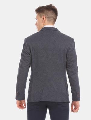 blue self design single breasted formal blazer - 17729706 - Standard Image - 3
