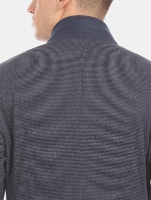 blue self design single breasted formal blazer - 17729706 - Standard Image - 5