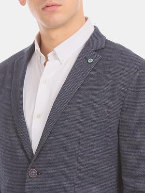 blue self design single breasted formal blazer - 17729706 - Standard Image - 6