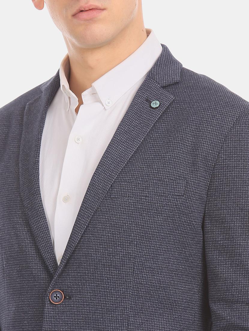 blue self design single breasted formal blazer - 17729706 - Zoom Image - 6