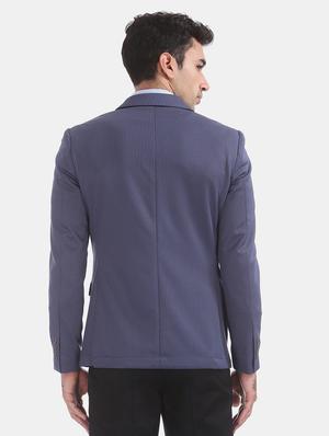 blue self design single breasted formal blazer - 17729728 - Standard Image - 3