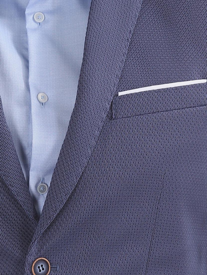 blue self design single breasted formal blazer - 17729728 - Zoom Image - 5